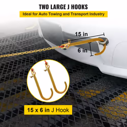 VEVOR V Bridle Chain  5/16 in x 2 ft Bridle Tow Chain  Grade 80 V-Bridle Transport Chain  9260 Lbs Break Strength with TJ Hooks and Crab Hooks  Heavy