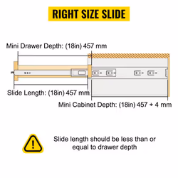 VEVOR Drawer Slides 18inch, 1 Pair Locking Drawer Slides 500lbs Load Capacity, Side Mount Ball Bearing, 3-Fold Full Extension