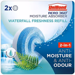 UniBond AERO 360 Moisture Absorber Waterfall Freshness Refill Tab, Aromatherapy, Ultra-Absorbent and Odour-Neutralising, for  ...
