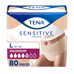 TENA Sensitive Care Adult Incontinence Underwear for Women  Maximum  Large  Beige  Disposable  80 Count (4 Packs of 20)