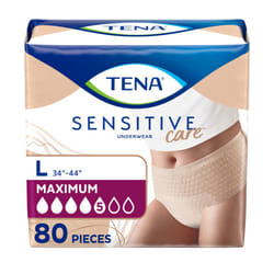 TENA Sensitive Care Adult Incontinence Underwear for Women  Maximum  Large  Beige  Disposable  80 Count (4 Packs of 20)