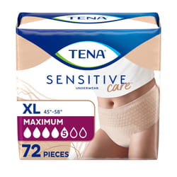 TENA Sensitive Care Adult Incontinence Underwear for Women  Maximum  Extra Large  Beige  Disposable  72 Count (4 Packs of 18)