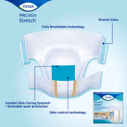 TENA ProSkin Stretch Ultra Incontinence Brief, Heavy Absorbency, Unisex, 2X-Large, (64 Total - 2 Pack)