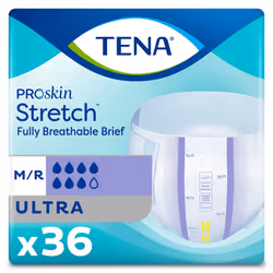 TENA Stretch Ultra Disposable Incontinence Briefs 36 Count (Pack of 2