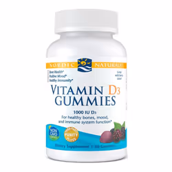 Nordic Naturals Vitamin D3 Gummies, 1000 IU, Wild Berry, 60 gummies