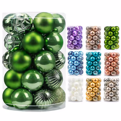 AMS 34ct Christmas Ball Mini Ornaments Party Decorations Shatterproof Festival Pendant Hangings for Xmas Tree Decor(1.57''/40 ...