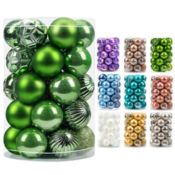 AMS 34ct Christmas Ball Mini Ornaments Party Decorations Shatterproof Festival Pendant Hangings for Xmas Tree Decor(1.57''/40mm  Pea Green)