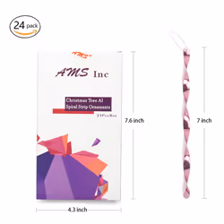 AMS Christmas Tree Ornaments 24PCS Aluminum Twisted Icicles Ornament Set for Christmas Tree New Year Party Decorations SuppliesShiny 7",Pink