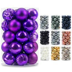 AMS 2.36''/60mm 34ct Christmas Ball Large Ornaments Party Decorations Shatterproof Festival Pendant Hangings for Xmas Tree Decor (60mm  Purple)