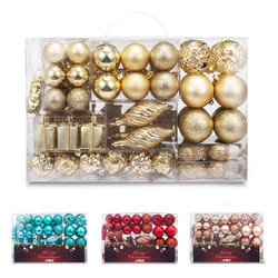 AMS 90ct Christmas Ball Assorted Pendants Shatterproof Tree Ornaments Seasonal Decorations in a Reusable Hand-Help Gift Box Ideal for Holiday and Part