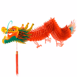 AMS 3D Chinese New Year Paper Dragon Garland Hanging Decoration New Year Party Ornaments(39 inch)