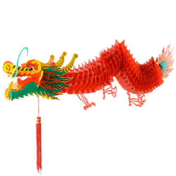 AMS 3D Chinese New Year Paper Dragon Garland Hanging Decoration New Year Party Ornaments(39 inch)