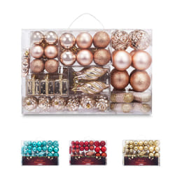 AMS 90ct Christmas Balls Plastic Ornaments Shatterproof Tree Pedants Accessories Seasonal with Hand-Help Gift Boxes for Xmas  Holiday (90ct  Champagne