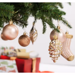 AMS 90ct Christmas Balls Plastic Ornaments Shatterproof Tree Pedants Accessories Seasonal with Hand-Help Gift Boxes for Xmas  Holiday (90ct  Champagne