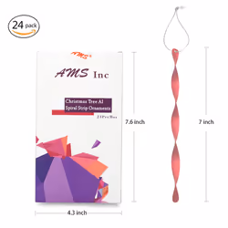 AMS Christmas Tree Ornaments 24PCS Aluminum Twisted Icicles Ornament Set for Christmas Tree New Year Party Decorations SuppliesMatte 7",Red