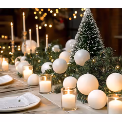 AMS 34ct Christmas Ball Mini Ornaments Party Decorations Shatterproof Festival Pendant Hangings for Xmas Tree Decor(1.57''/40mm  White)