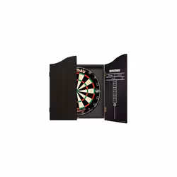 WINMAU Professional Dart Set includes Diamond Plus Dartboard - Black High Quality Cabinet - 2 Sets of Darts - Official Oche Line