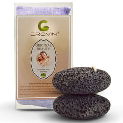 CROVIN Foot Pumice Stone for Feet Callus Remover - Natural Earth Lava Foot Scrubber Pack of 2 - Hypoallergenic Foot Peel in Foot Spa Quality - Pedicur