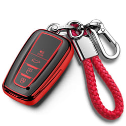 Tukellen for Toyota Key Fob Cover with Keychain Special Soft TPU Key Case Protector Compatible with 2018-2022 RAV4 Camry Avalon Corolla Highlander C-H