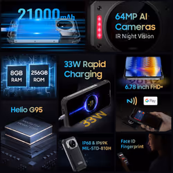OUKITEL WP19 Rugged Smartphone Night Vision NFC Cell Phone
