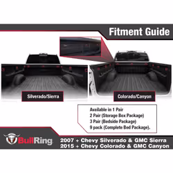 Bull Ring Inner Bed Retractable Truck Bed Tie Down Anchors for 2007+ Chevy Silverado & GMC Sierra  2015+ Chevy Colorado & GMC Canyon (3 Pairs)