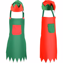 Sunshane 4 Pieces Christmas Elf Kits Include Elf Aprons and Elf Hats for Christmas Party Costume Supplies (Red and Green)