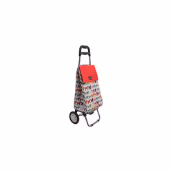 Pug Multicoloured Shopping Trolley - Lightweight Foldable Grocery Trolley - 45ltr Capacity - Steel Body Frame - 95 x 35 x 28c ...