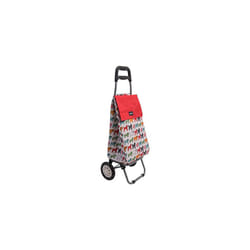 Pug Multicoloured Shopping Trolley - Lightweight Foldable Grocery Trolley - 45ltr Capacity - Steel Body Frame - 95 x 35 x 28cm - 2 wheel shopping