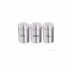 New 3 PC Canister Set Coffee Tea Sugar JAR LID CANISTERS Storage CONTAINERS Stainless Steel | Modern Kitchen Decor Storage Organiser | Tight Seal