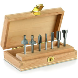 660 Router Bit Set, 7 Multipurpose Router Bits for Rotary Tools in Wooden Tool Box, 3.2 mm Shank
