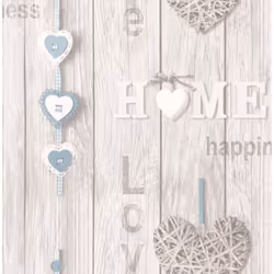 Fine Decor Wallpaper - Love Your Home - Wood Panels - Blue Hearts - FD41719