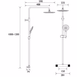 Bristan CR SHXDIVFF C Carre Exposed Fixed Head Bar Shower with Diverter and Kit, Chrome