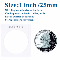 200pcs NFC Tag Sticker Ntag213 25mm NFC Stickers NFC Chips Sticker Programmable NFC 213 Tags 144 Bytes Memory Compatible with Android iPhone
