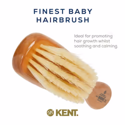 Kent BA10 Newborn Baby Hair Brush with Soft 100% Pure White Natural Bristle  Cradle Cap Hairbrush for Infant  Toddler and Kids with Cherrywood Base. E