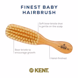 Kent BA10 Newborn Baby Hair Brush with Soft 100% Pure White Natural Bristle  Cradle Cap Hairbrush for Infant  Toddler and Kids with Cherrywood Base. E
