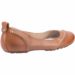 ) Hush Puppies Janessa Leather Women's Tan Flats - Brown, 5 (Adults'