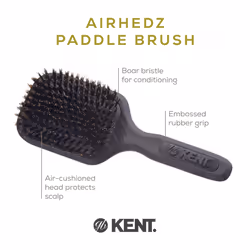 Kent AH13G Airhedz Pro Pure Bristle Paddle Brush (Medium  Grey) - for Smoothing and Finishing