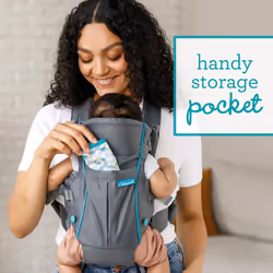 Swift Classic Carrier â ergonomic baby carrier with 2 carrying positions and bag, grey adjustable baby carrier with hip seat and front pocket for
