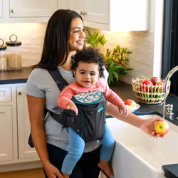 Swift Classic Carrier â ergonomic baby carrier with 2 carrying positions and bag, grey adjustable baby carrier with hip seat and front pocket for - Additional view 4
