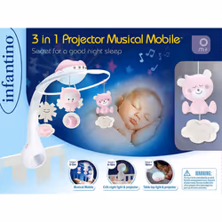 Infantino 3 in 1 Projector Musical Mobile - Convertible mobile, table and cot light and projector, with wake up mode to simulate daylight, complete - Additional view 4