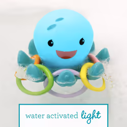 - Light Up Ring Catcher - Octopus Bath Toy - Enhancing Motor Skills in Babies & Toddlers - Night Light Kids - Illuminates for Engaging Play - 5