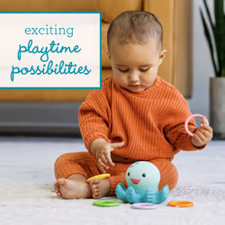 - Light Up Ring Catcher - Octopus Bath Toy - Enhancing Motor Skills in Babies & Toddlers - Night Light Kids - Illuminates for Engaging Play - 5