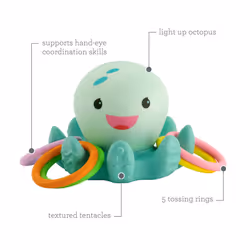 - Light Up Ring Catcher - Octopus Bath Toy - Enhancing Motor Skills in Babies & Toddlers - Night Light Kids - Illuminates for Engaging Play - 5 - Additional view 4