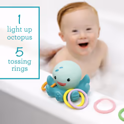 - Light Up Ring Catcher - Octopus Bath Toy - Enhancing Motor Skills in Babies & Toddlers - Night Light Kids - Illuminates for Engaging Play - 5 - Additional view 6