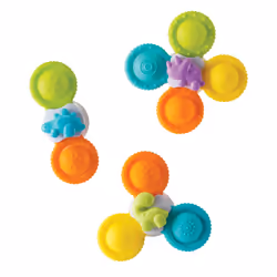 Infantino Silicone Bath Pop Spinners - Sensory Dinosaur Toys with Suction Cups  Engaging Bath Time Fun for Toddlers  3-Piece