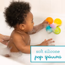 Infantino Silicone Bath Pop Spinners - Sensory Dinosaur Toys with Suction Cups  Engaging Bath Time Fun for Toddlers  3-Piece