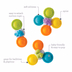 Infantino Silicone Bath Pop Spinners - Sensory Dinosaur Toys with Suction Cups  Engaging Bath Time Fun for Toddlers  3-Piece - Additional view 4