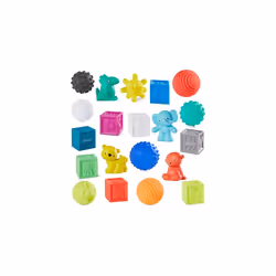 Infantino Sensory Balls Blocks & Buddies - 20 piece basics set for sensory exploration, fine and gross motor skill developmen ...
