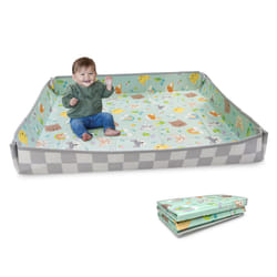 Infantino Foldable Soft Foam Mat  Extra Large Double-Sided Cushioned Portable Play Mat with Fold-Up Sides  Non-Slip Crawling & Playing for Infants and