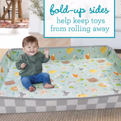 Infantino Foldable Soft Foam Mat  Extra Large Double-Sided Cushioned Portable Play Mat with Fold-Up Sides  Non-Slip Crawling & Playing for Infants and